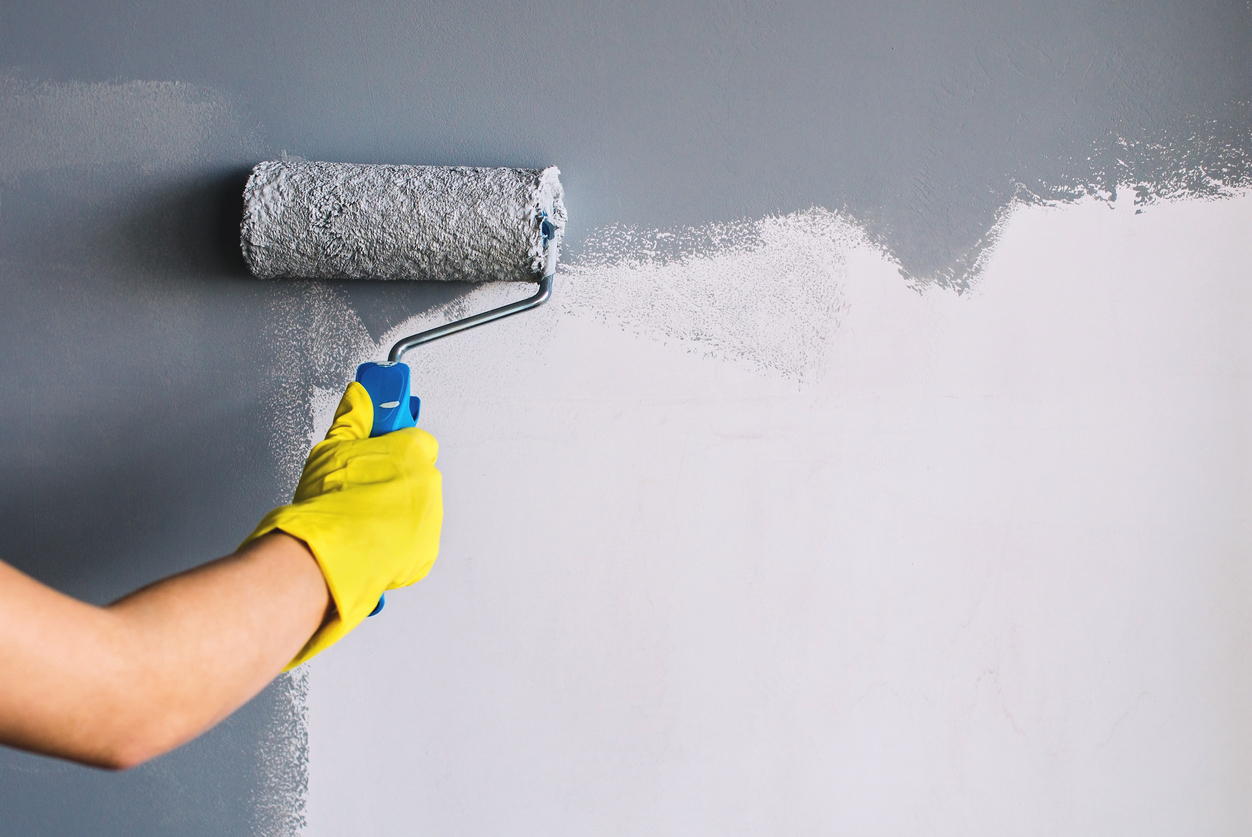 Painting wall in gray in a Dublin, CA home
